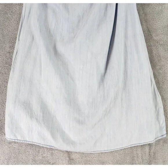 Sneak Peak Dress Womens Small Light Blue Chambray Off the Shoulder Casual Mini - Picture 7 of 11